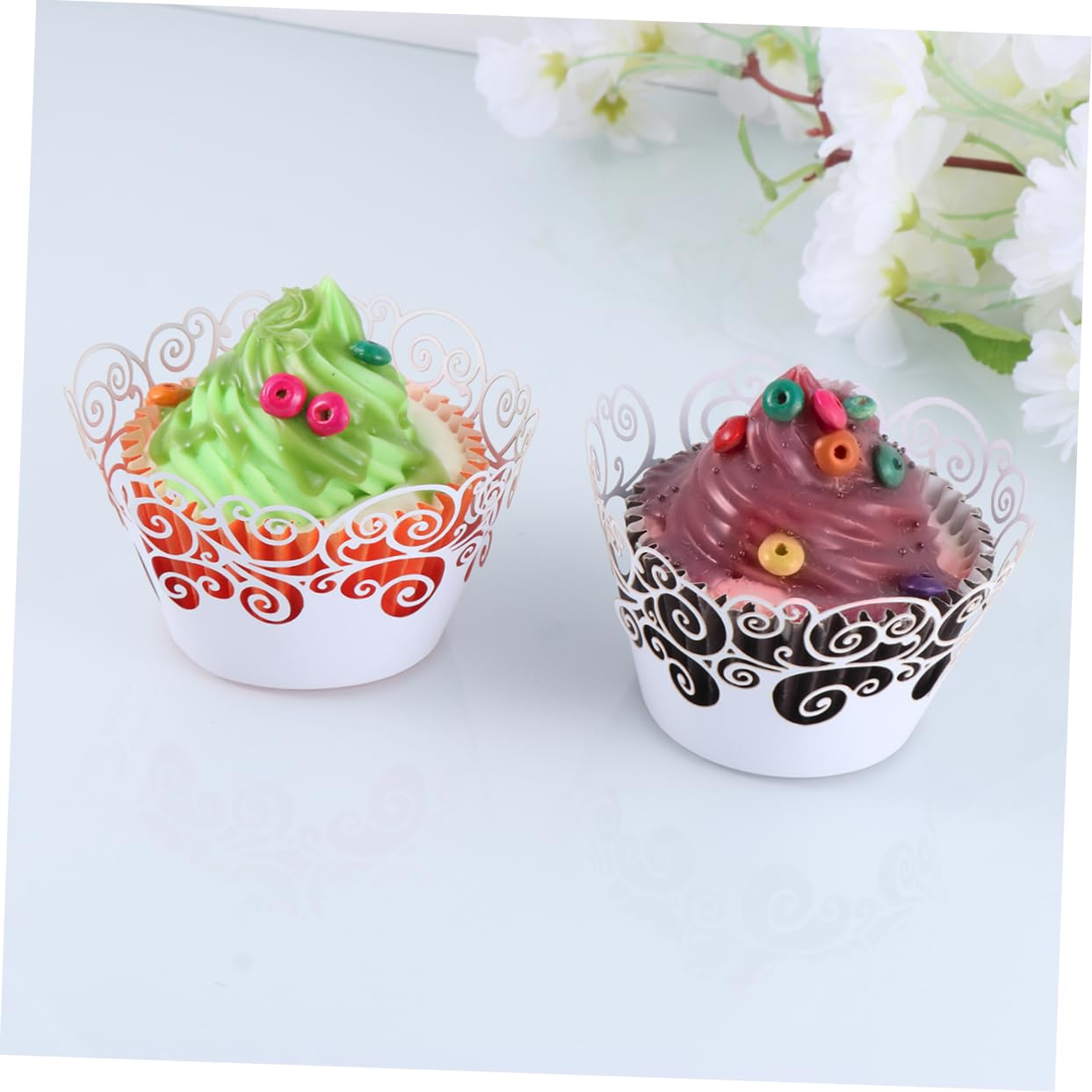 LABRIMP 180piezas Cupcake Wrappers De Diseño Resistentes Altas Tartas Bodas y Cumpleaños