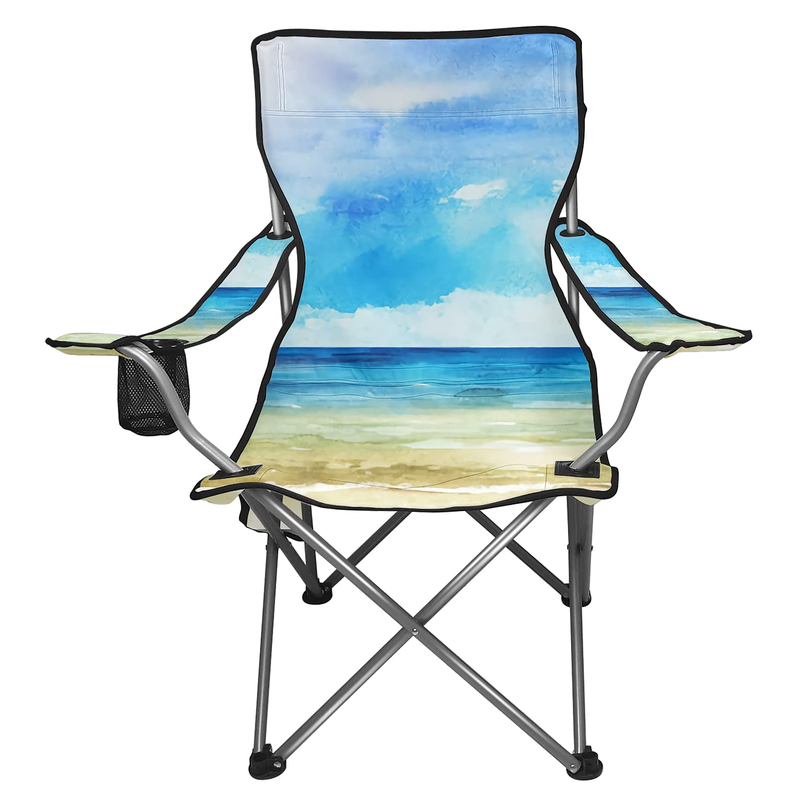 Renewold - Sedia da spiaggia pieghevole con stampa mare, resistente e impermeabile, per zaino in spalla, picnic, barbecue, eventi sportivi, con borsa per il trasporto