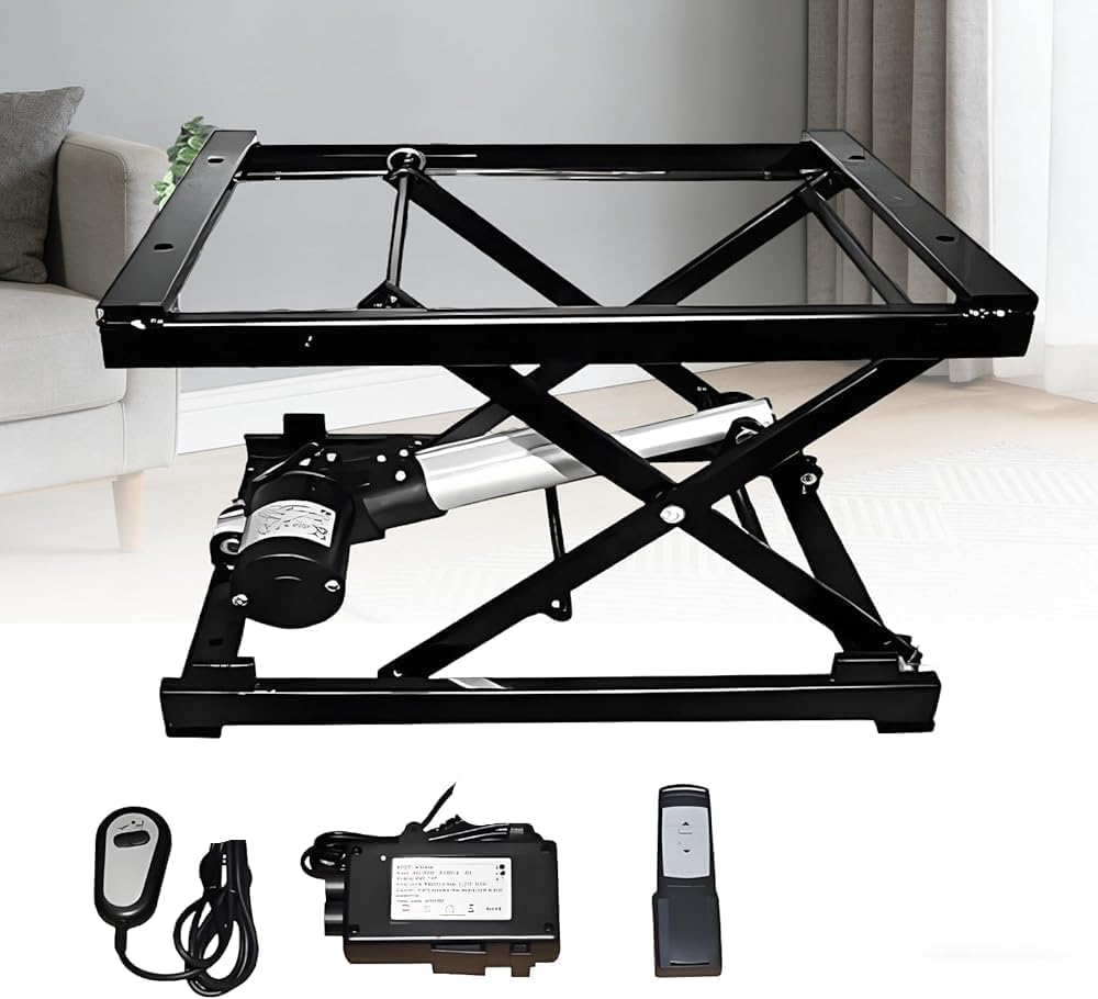 Kit da Tavolo Elettrico con Telecomando, Jack Forbice di capacità 260lb, Piattaforma Regolabile in Altezza per la scrivania dell'ufficio, Design Pieghevole della Base Resistente del Motore Silenzioso