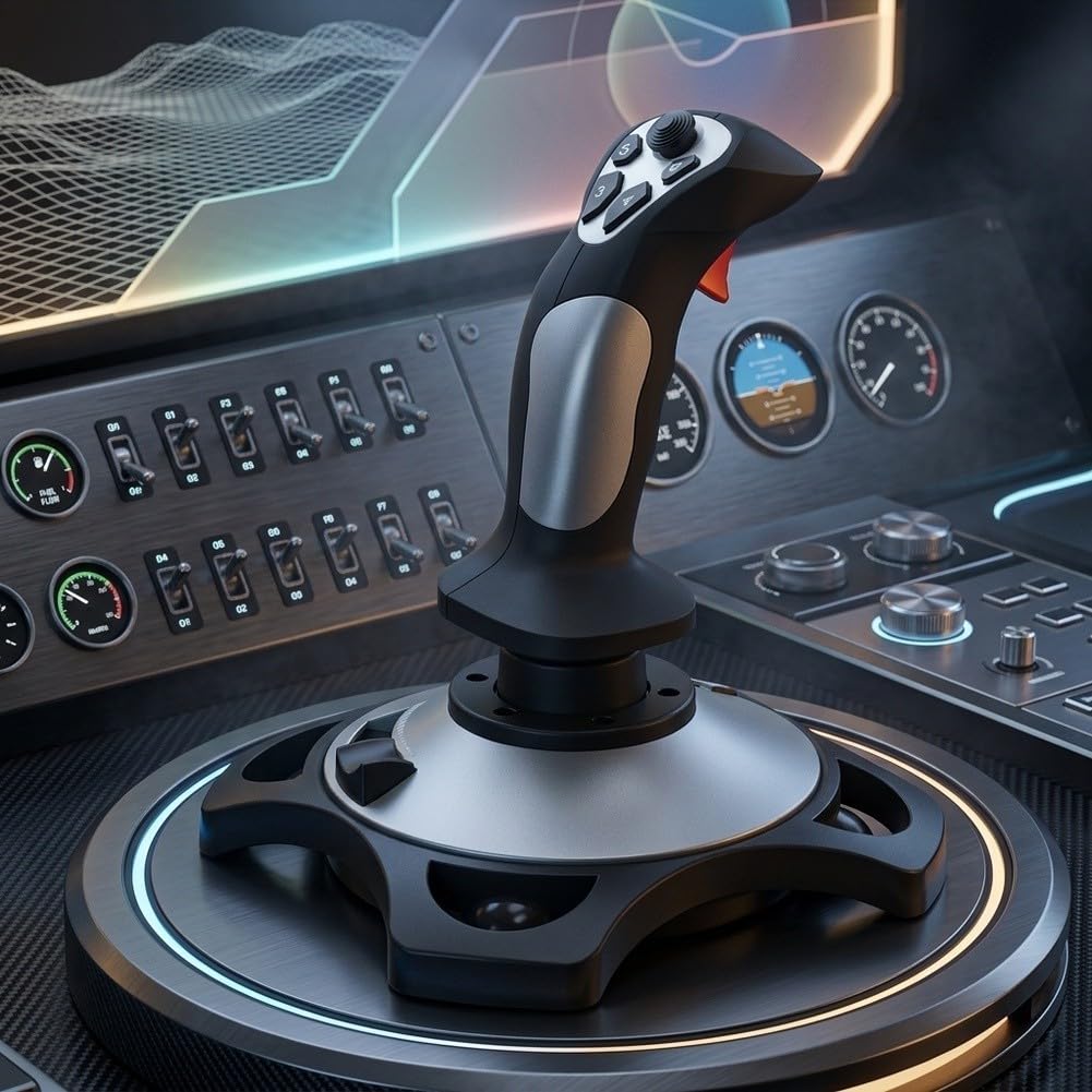 Symulator lotu kontroler joysticka do PC ABS | Materiał ABS, 22,5 x 19 x 25 cm, precyzyjna kontrola, wciągające wrażenia z lotu, kompatybilny z symulatorami PC