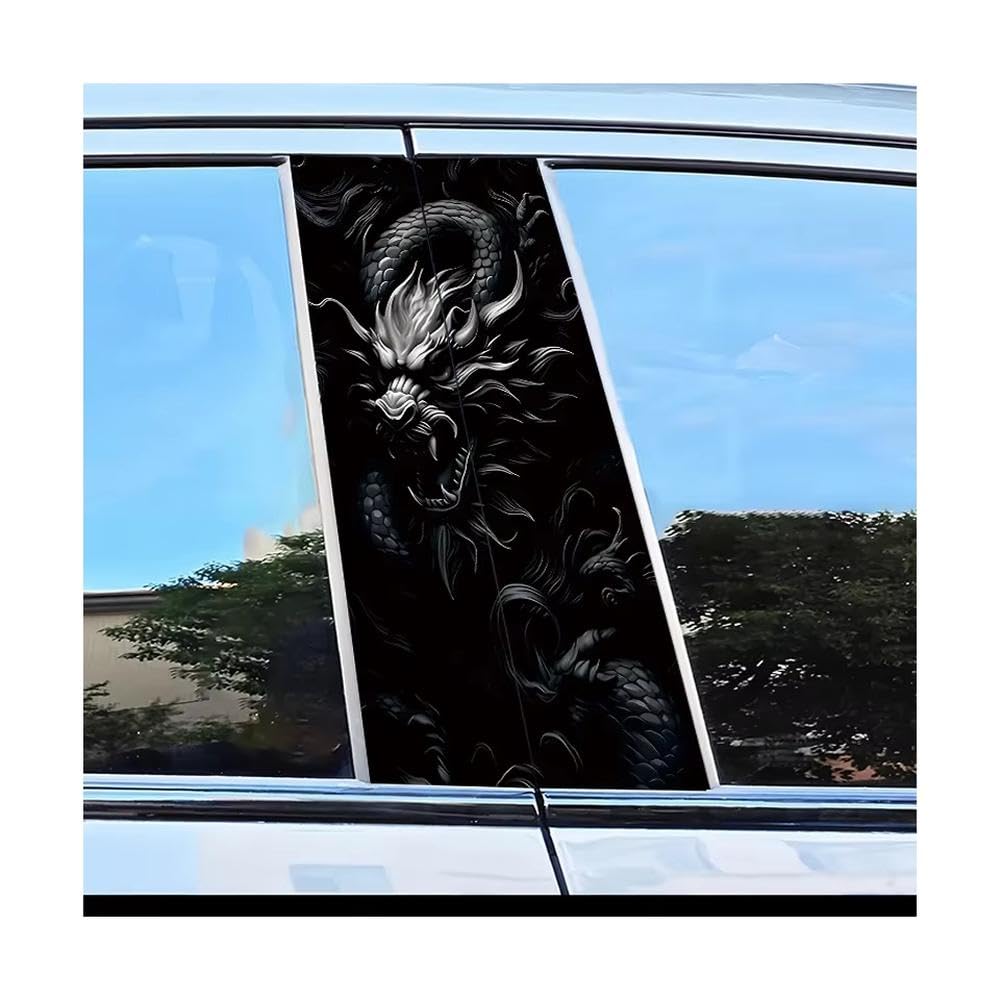 Bertdcx One Color Car B-Pillar Stickers Dragon Scratch Resistant Personalized Auto Parts