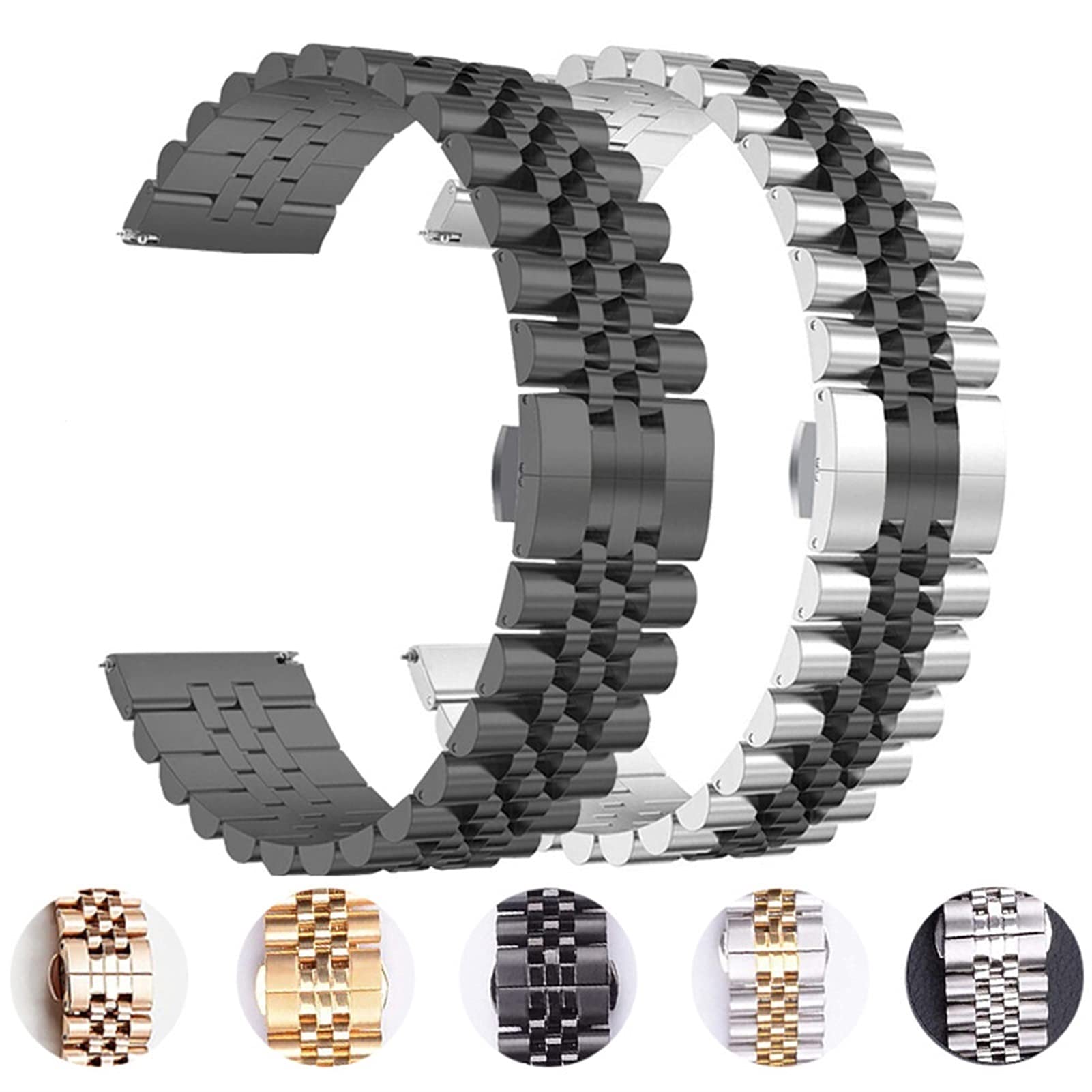 Cinturino per Orologio Cinturino in Acciaio Inossidabile Massiccio Spazzolato, Adatto per Cinturino a sgancio rapido Cinturino in Metallo di Ricambio in Acciaio Inossidabile 20 mm 22 mm