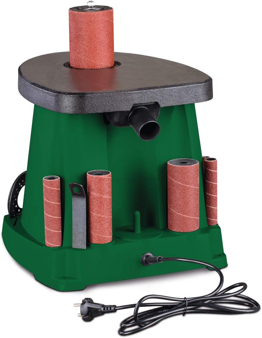 Rear view of the Holzstar OSS 100 Oscillating Spindle Sander showing the power cord and dust extraction port