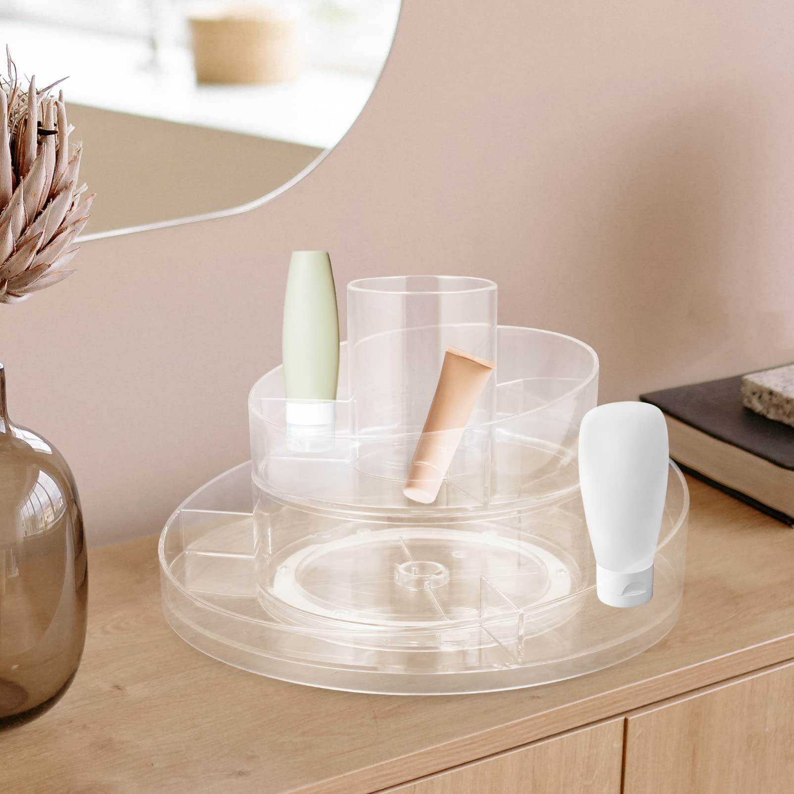 Organizer Cosmetici Rotante 360° Doppio Strato in PET da Tavolo