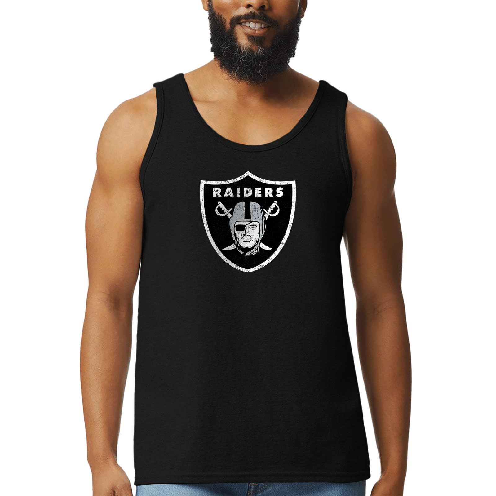 Hybrid Sports - NFL Distressed Team Logo - Offically Licensed Adult Tank Top for Men, Las Vegas Raiders - Black, 3XL — image 1