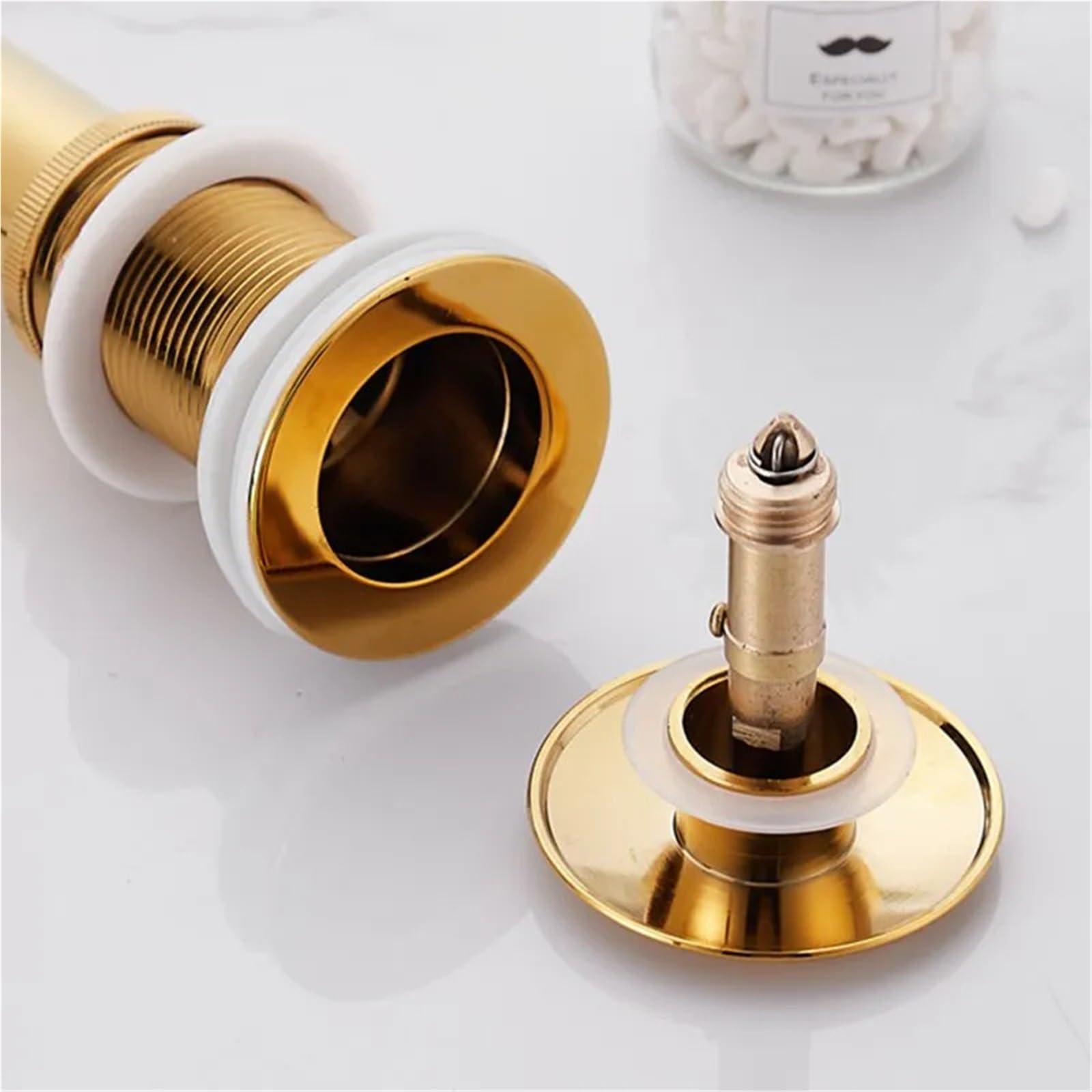 Juego de tapón filtro emergente for lavabo baño, sifón botella, desagüe moderno Para Lavabo De Baño y Lavabo(GOLD)