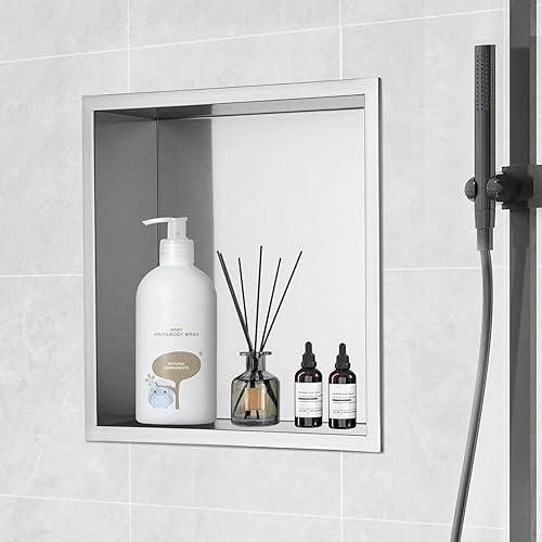 Miniatura 2 de VEVOR Nicho de ducha no necesita azulejos, nicho de acero inoxidable para pared de ducha, nicho de baño sellado impermeable resistente al óxido para