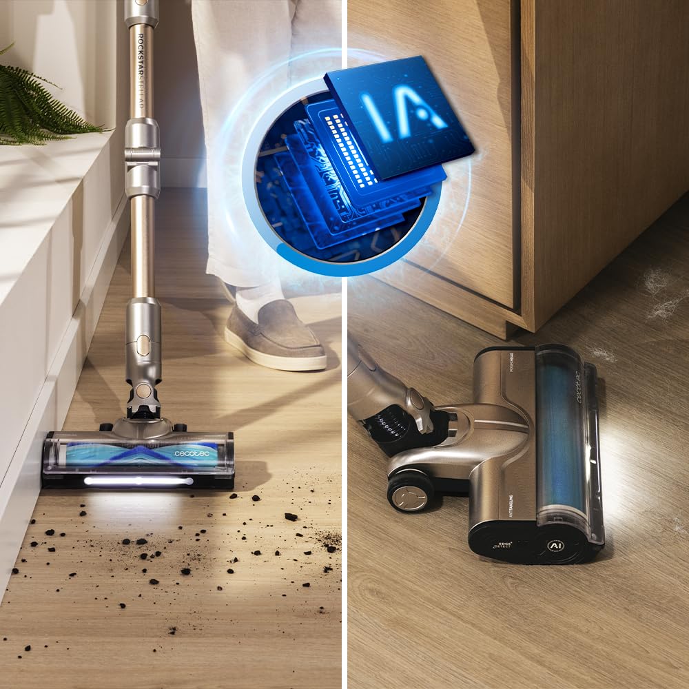 Cecotec Aspiradora Escoba sin Cable con Inteligencia Artificial Conga Rockstar RX90 AI AquaPet Flex X-Treme. 350AW, 850W, Autonomía 100mins, Cepillo Hairless Antienredos, Tubo Flexible y Accesorios