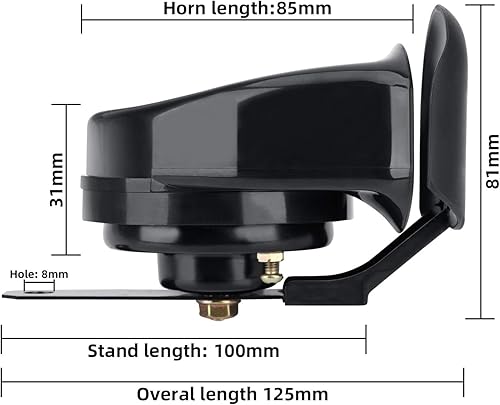 Miniatura 14 de SEINECA Sirena de cuerno de caracol universal de 12 V, 130 DB, tono alto, 510 Hz, impermeable, bocina de aire eléctrica para motocicleta, auto Negro