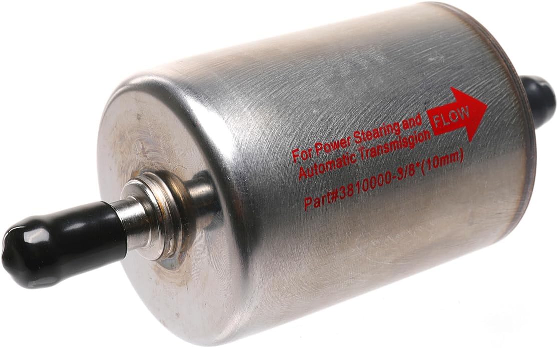 3/8" Magnetic Inline Automatic Transmission/Power Steering Filter Replacement for Universal Light Truck and Car Replaces 3810000 58953 TF101M Metal Housing