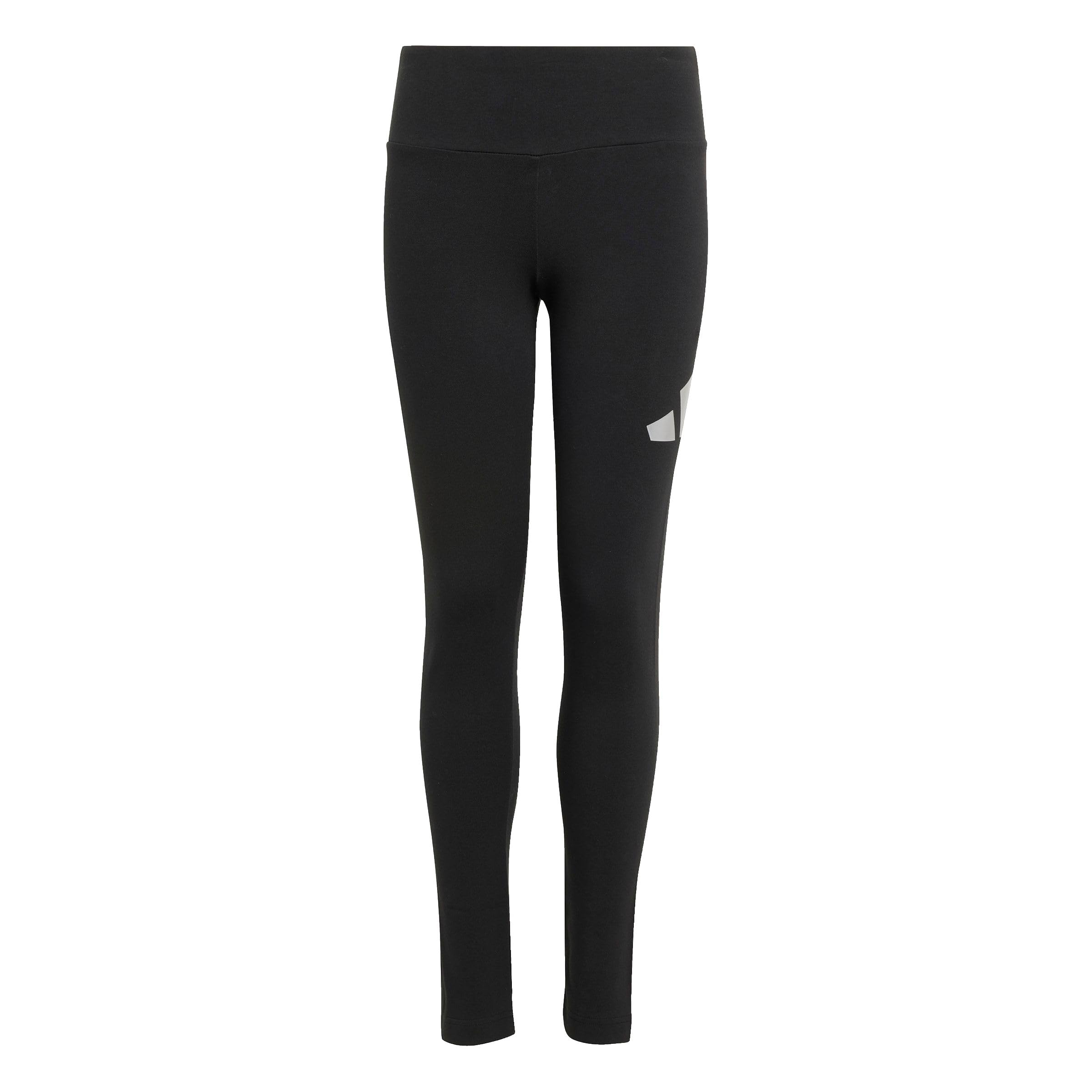 adidas Girl's Junior Girl Everyday Glam Cotton Leggings Tights, black/silver met., 9-10 Years