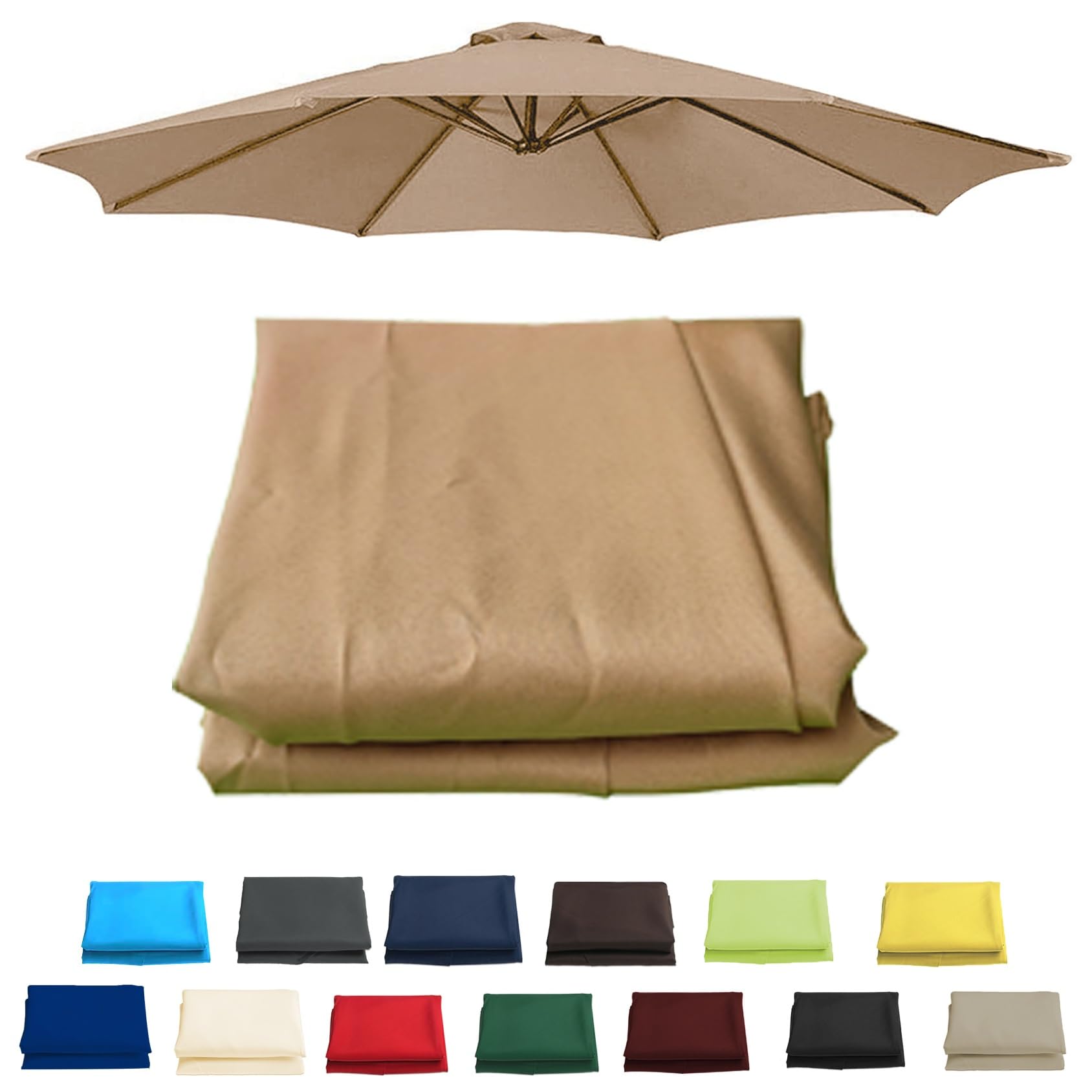 6 Arms 270cm Replacement Parasol Canopy Cover, Sun Umbrella Replacement Cloth For 6 Arms 200cm(6.5ft), 6 Arms 300cm(9.8ft), 8 Arms 270cm(8.8ft), 8 Arms 3.0m(9.8ft), Garden Patio Umbrella Fabric Canopy