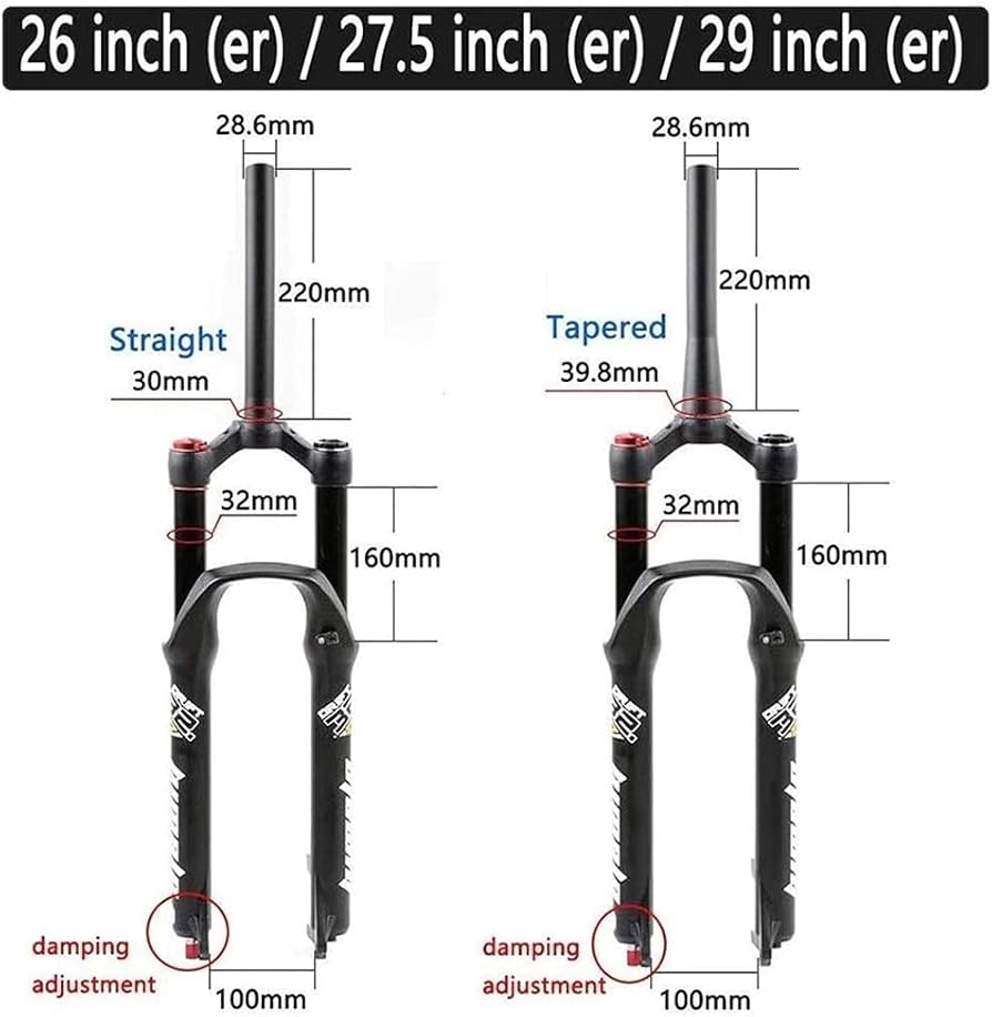 QHIYRZE 26/27.5/29 Mountain Bike Suspension Forks MTB Air Fork Travel