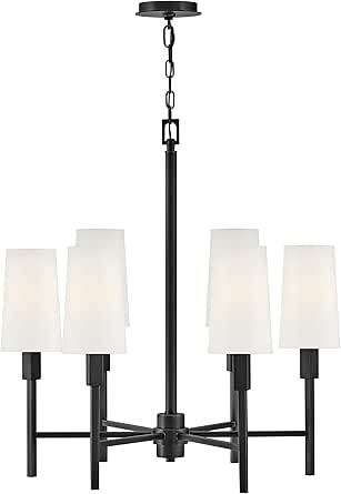 Hinkley Fenwick 46455BK Medium Chandelier, Ideal for Vintage Filament Bulbs, Paper Shade, Black