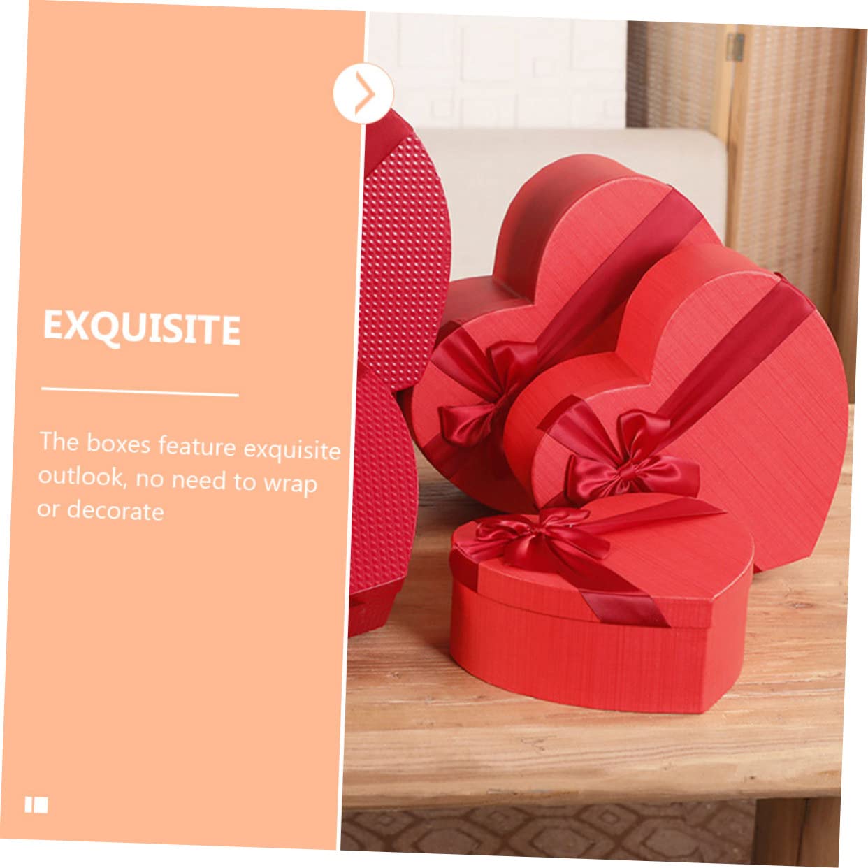 Abaodam Herzförmige Geschenkboxen 3 Stück aus Papier für Hochzeit Weihnachten Valentinstag
