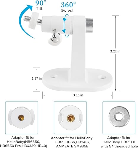 Miniatura 4 de Soporte ajustable para monitor de bebé HelloBaby HB65HB40HB6550HB66HB6339HB6550 Pro, ANMEATE SM935E, soporte de pared universal para monitor de bebé