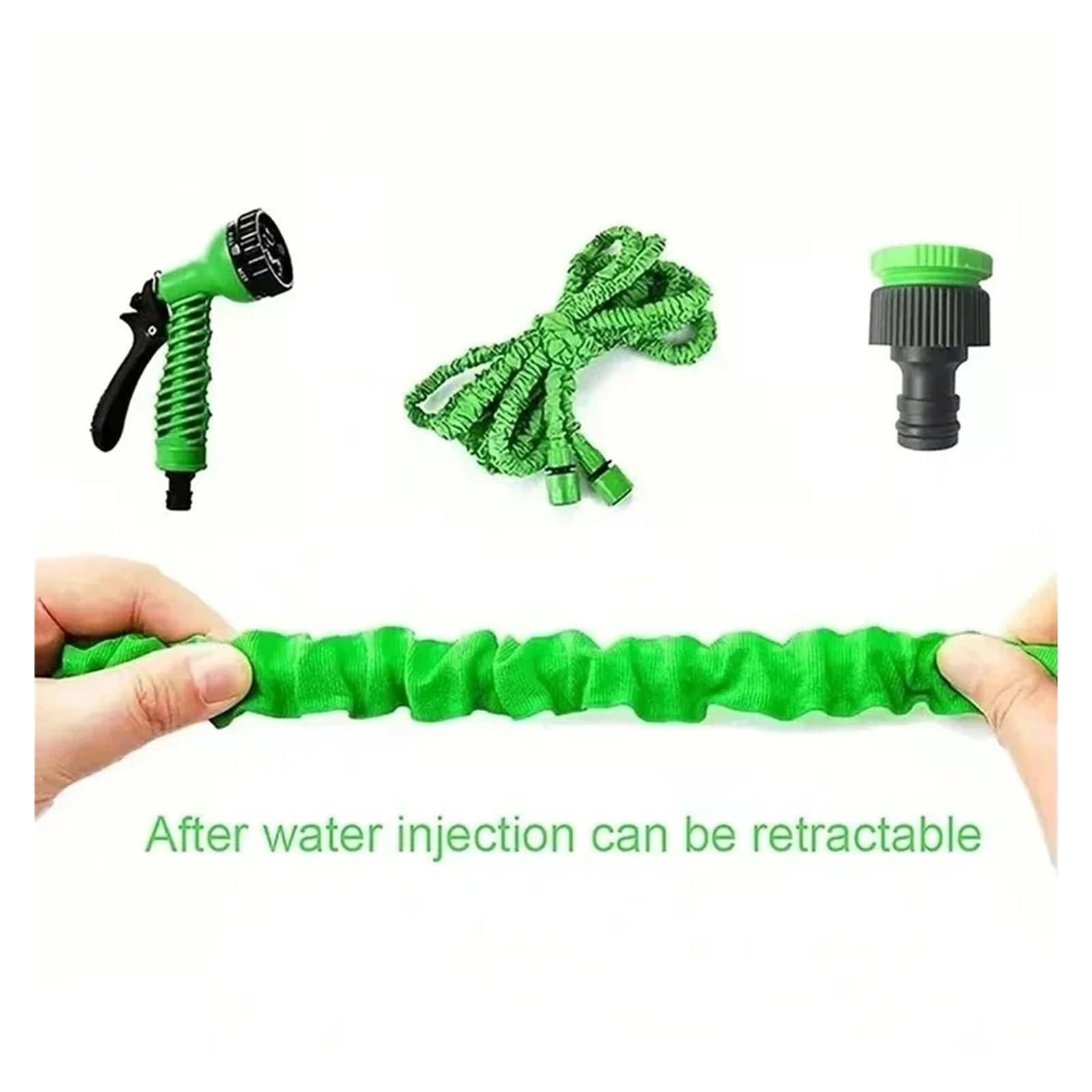 manguera de jardín, manguera de extensión retrácti Manguera mágica for lavado de autos a alta presión, funciones de rociado de agua, pistola de agua, manguera de riego for jardín doméstico(Green,125ft