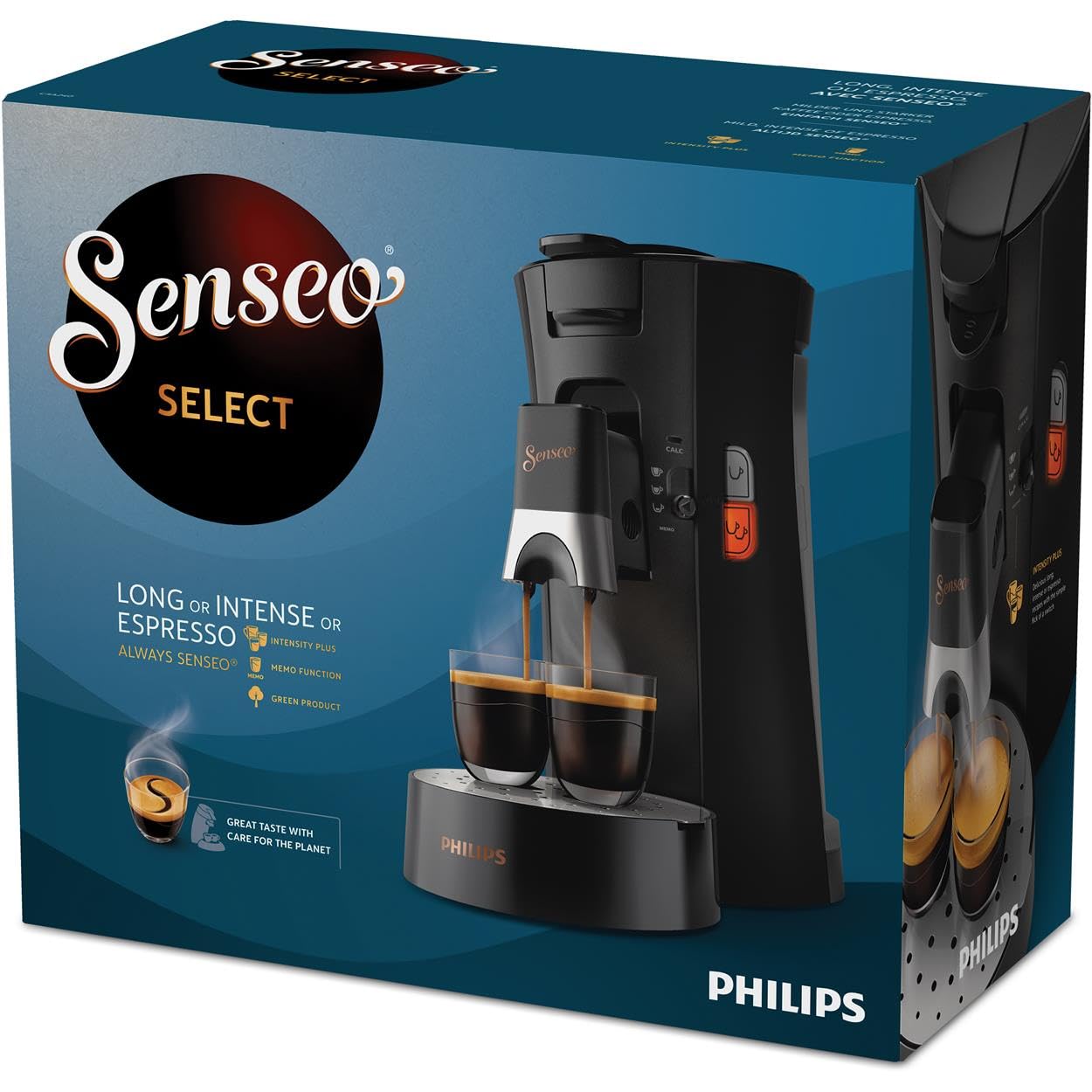 Philips SENSEO - Machine à Café à Dosettes – Intensité Plus, Crema Plus, Fonction Mémo, 2 Tasses Simultanées, Économie d’Énergie (CSA240/61)