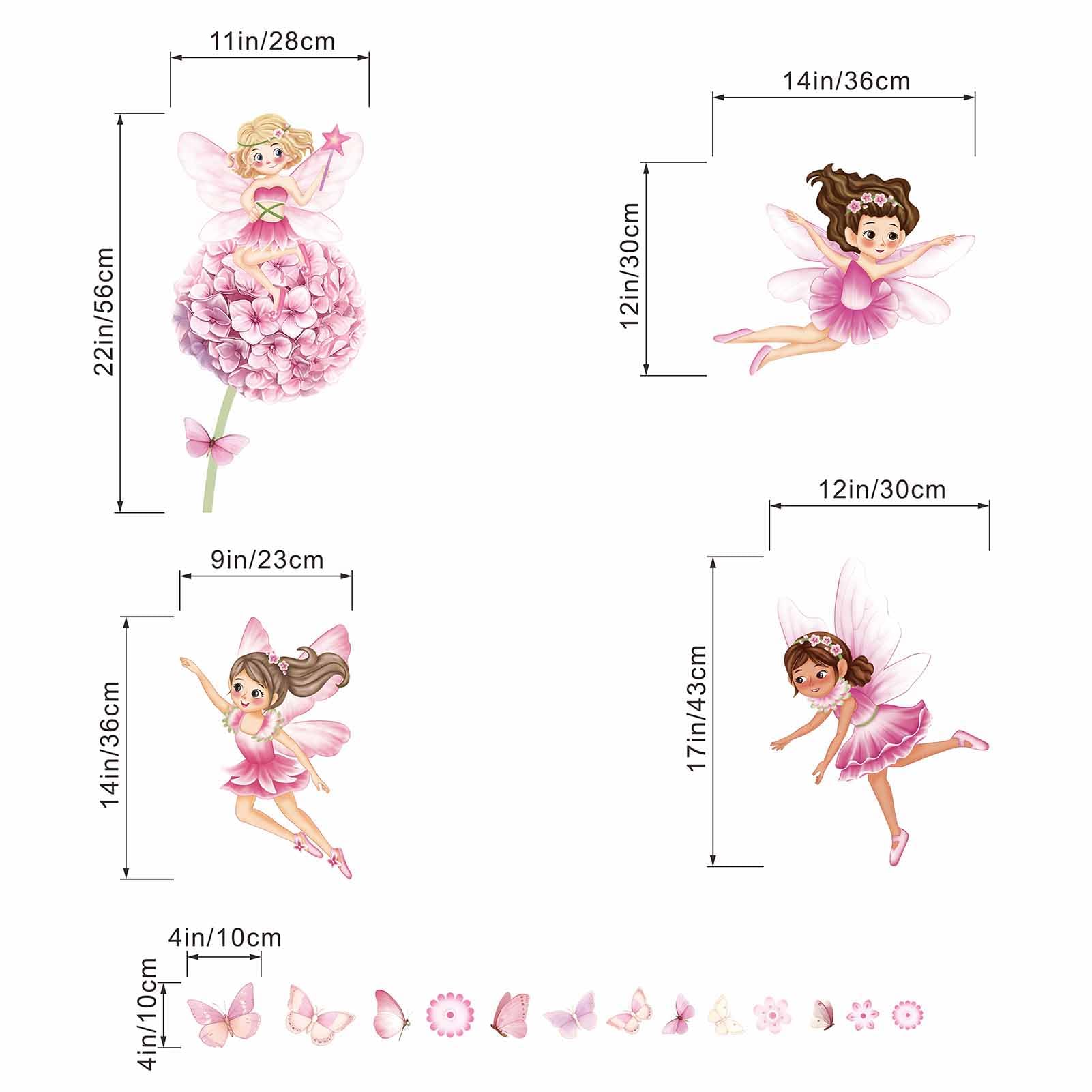 Fairy Flower Wall Stickers for Girls: Peel and Stick Pink Dandelion Floral Butterfly Wall Decals - Image 4