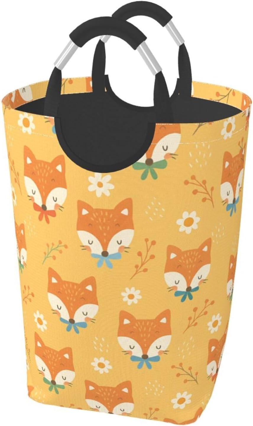 50l Laundry Basket Cartoon Fox Pattern Waterproof Laundry Hamper Foldable Clothes Laundry Bag With Handles