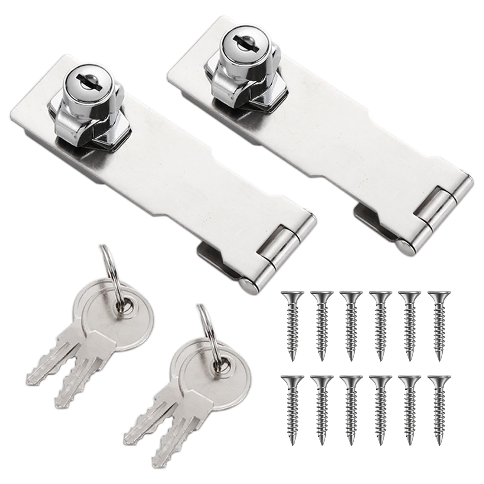 Carkio 5 Inch Keyed Hasp Latch Lock, Knob Locking Hasp, 2 Pack, Silver