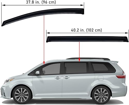 Miniatura 2 de Lightronic WV94365 - Protector de lluvia para ventana lateral de montaje exterior, color humo oscuro, juego de 4 piezas, se adapta a Toyota Sienna