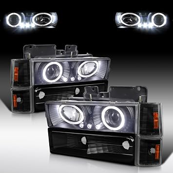 For 1994-1998 GMC Sierra, Black LED Projector Headlights