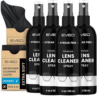 Eyeglass Cleaner Spray - No Streaks Technology with Microfiber Cleaning Cloth- Glasses Cleaning Kit- Glasses Cleaner Spray with Lens Cleaner Cloth - Screen & Eye Glasses Kit -16oz(4ozx4)