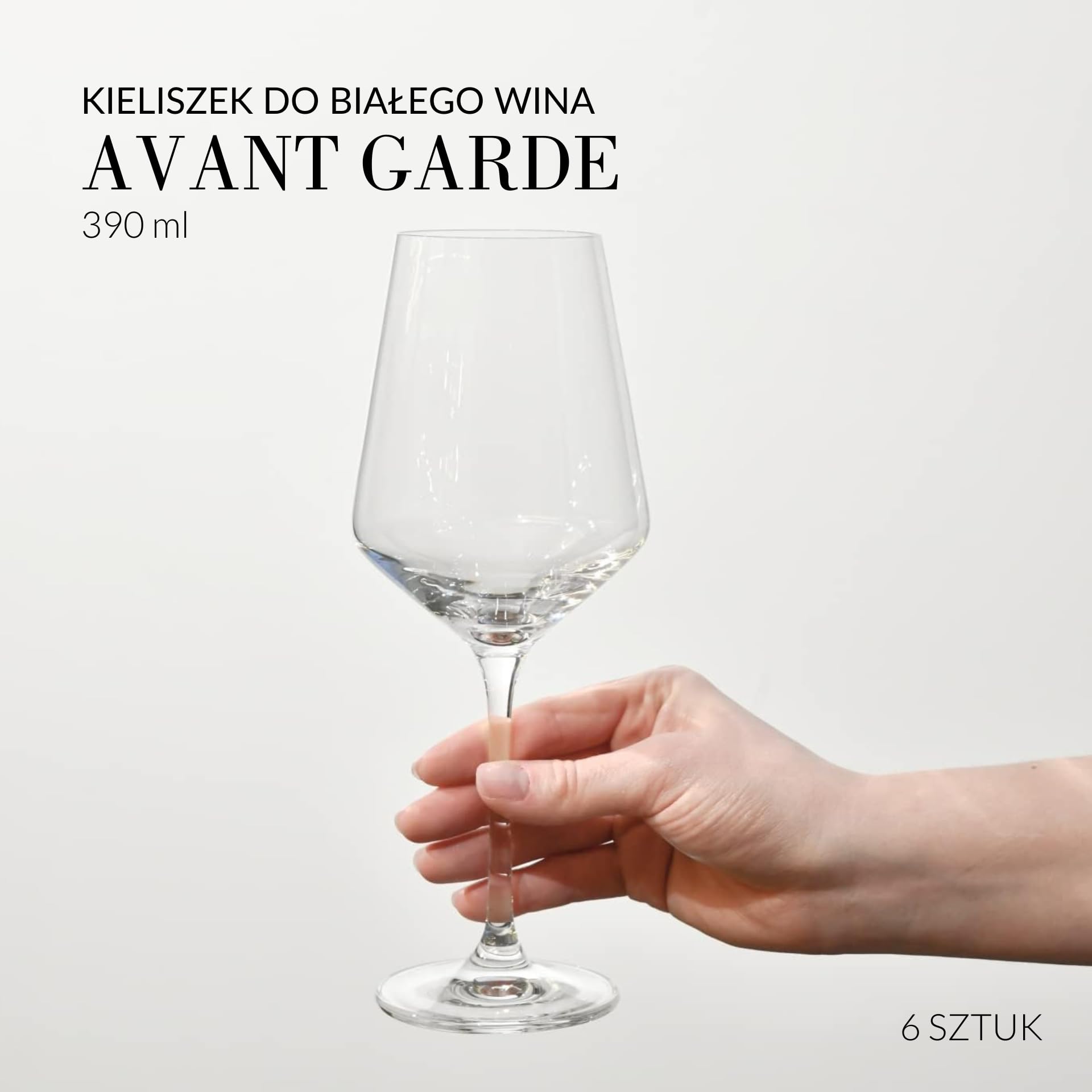 KROSNO Duże Kieliszki do Białego Wina Avant-Garde, Komplet 4 x 450 ml | Szkło Kryształowe Bezołowiowe, pojemna czarka, do chardonnay, sauvignon blanc i win wytrawnych, zmywarka