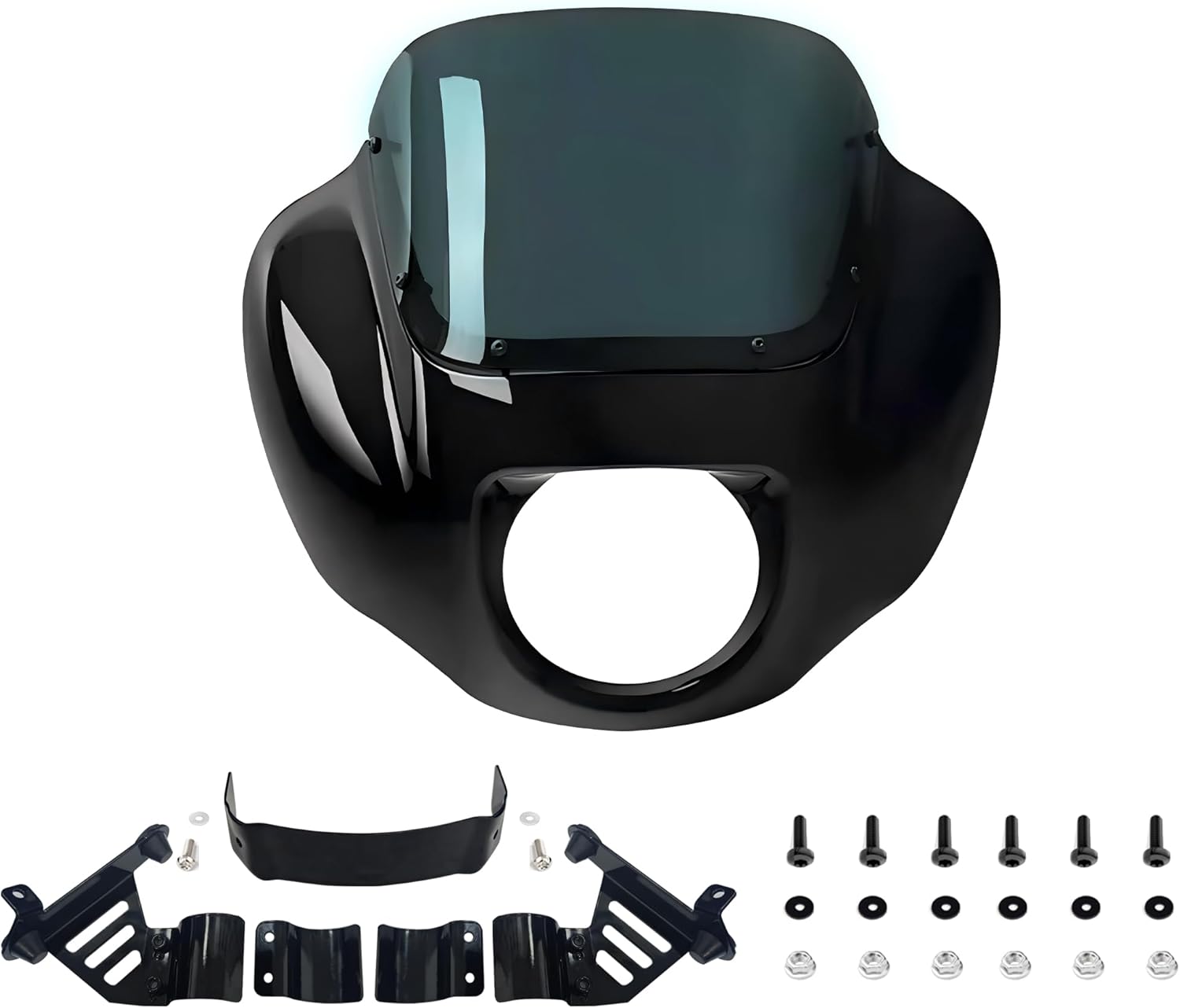 FATECIM Headlight Quarter Fairing with 9" Smoke Windshield & Bracket Mount For Harley 2018-2020 2025 Street Bob FXBB, 2021-2024 Street Bob 114 FXBBS, 2020-2024 Softail Standard FXST