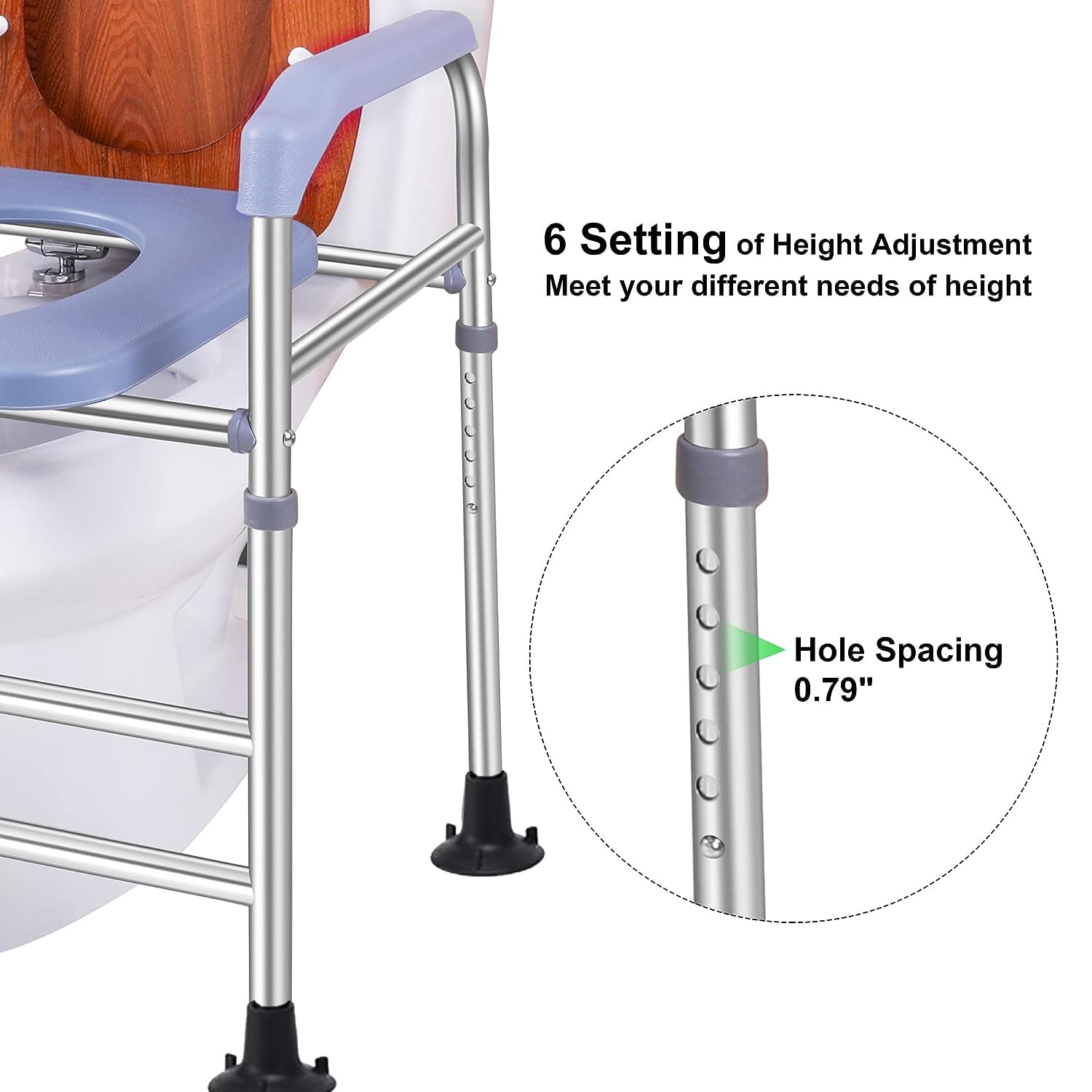HEYOUTH Ausilio per WC,Alone Raised Toilet Seat 150 kg,Rialzo per sedile WC regolabile in altezza con braccioli, robusti Supporto WC per Anziani, Antiscivolo