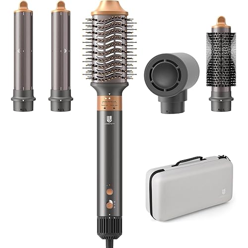 Hot Air Brush Hair Styler, 5 in 1 Hair Dryer Brush Auto Wrap Curlers Frizz-Free Styling Tool for All Hair Types Fast Drying, Curling, Smoothing, Volumizing & Straightening with Travel Storage Case