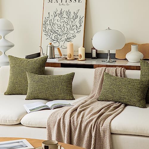 Kevin Textile Burlap Decoration Supersoft Linen Cushion Covers Square Throw Pillows Cover For Couch, Set Of 2, 61X61 Cm, Peridot Green #TOP7