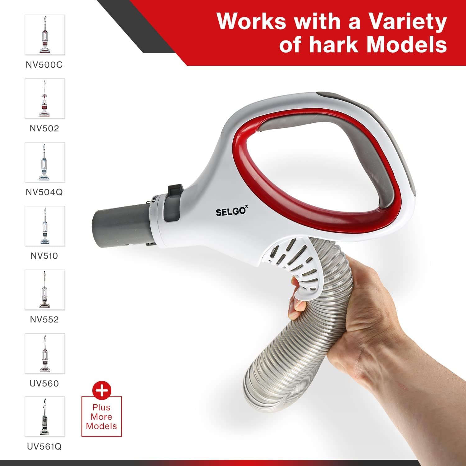 Upgraded OEM Selgo Replacement Hose Handle for Shark Rotator Lift-Away Vacuum | for NV500, NV501, NV502, NV503, NV504, NV505, NV510, NV520, NV552, UV560 & More Models, OEM # 1245FC500 : Home & Kitchen