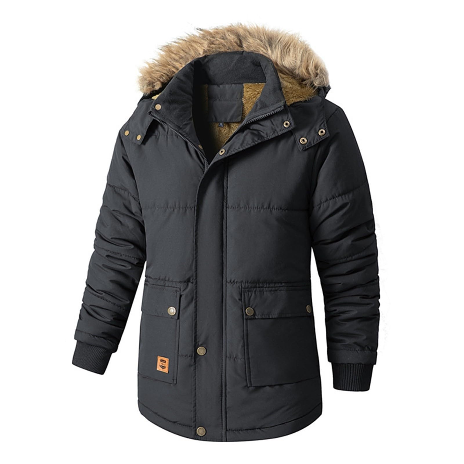 Cappotti invernali da uomo con cappuccio, elegante, con cerniera, antivento