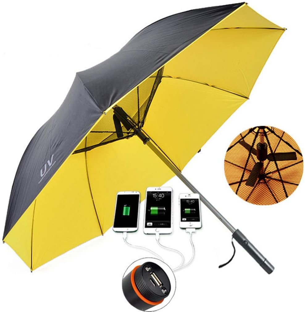 Golf Umbrella Built-in Fan, USB Charging Outdoor UV Protection Umbrella Windproof Waterproof Keeps You Cool for Holiday Beach, Travel
