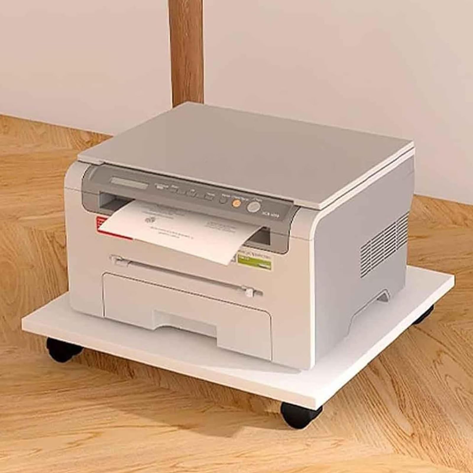 Mesa para Impresora con Ruedas, Soporte Móvil De Madera para Oficina Y Hogar, Carro Compacto Blanco para Fax, Estante Organizador(59 * 44 * 6.6cm)