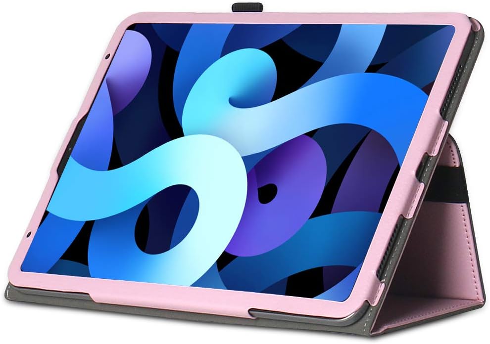 SaharaCase Folio Case for Apple iPad Air 10.9" (4th Generation 2020 and 5th Generation 2022) [Shockproof Bumper] Rugged Protection Antislip Grip Leather Kickstand (Pink)