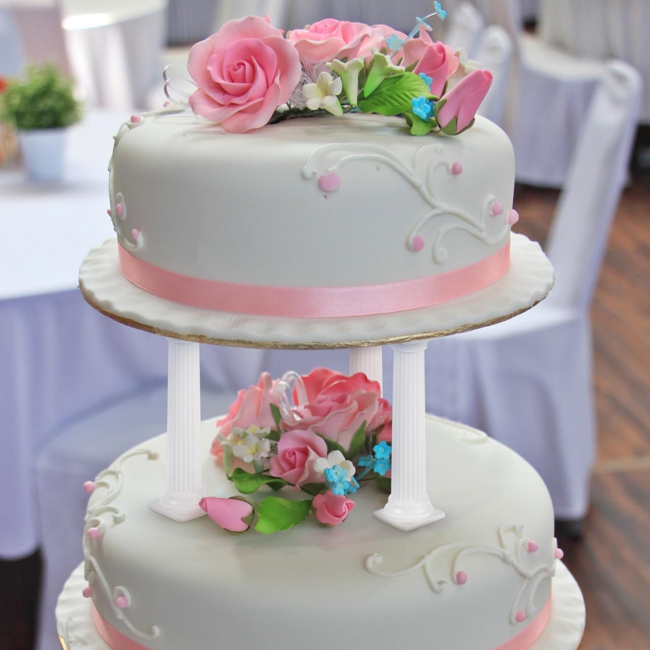 STOBAZA Roman Column Cake Supports 8 Piece Cake Pillars Set 4.92 Inch Tier Display Separators for Wedding Birthday Party Stands and Multi Layer Dessert Display