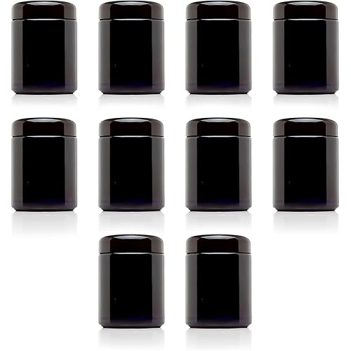 Infinity Jars, Premium Airtight Ultraviolet Glass Jar 250  ML (8.3 fl oz) Pack 10 Smell Proof, Antistatic, Light Blocking Container for Herbs, Coffee, Tea & Spices Durable, Travel-Friendly Storage