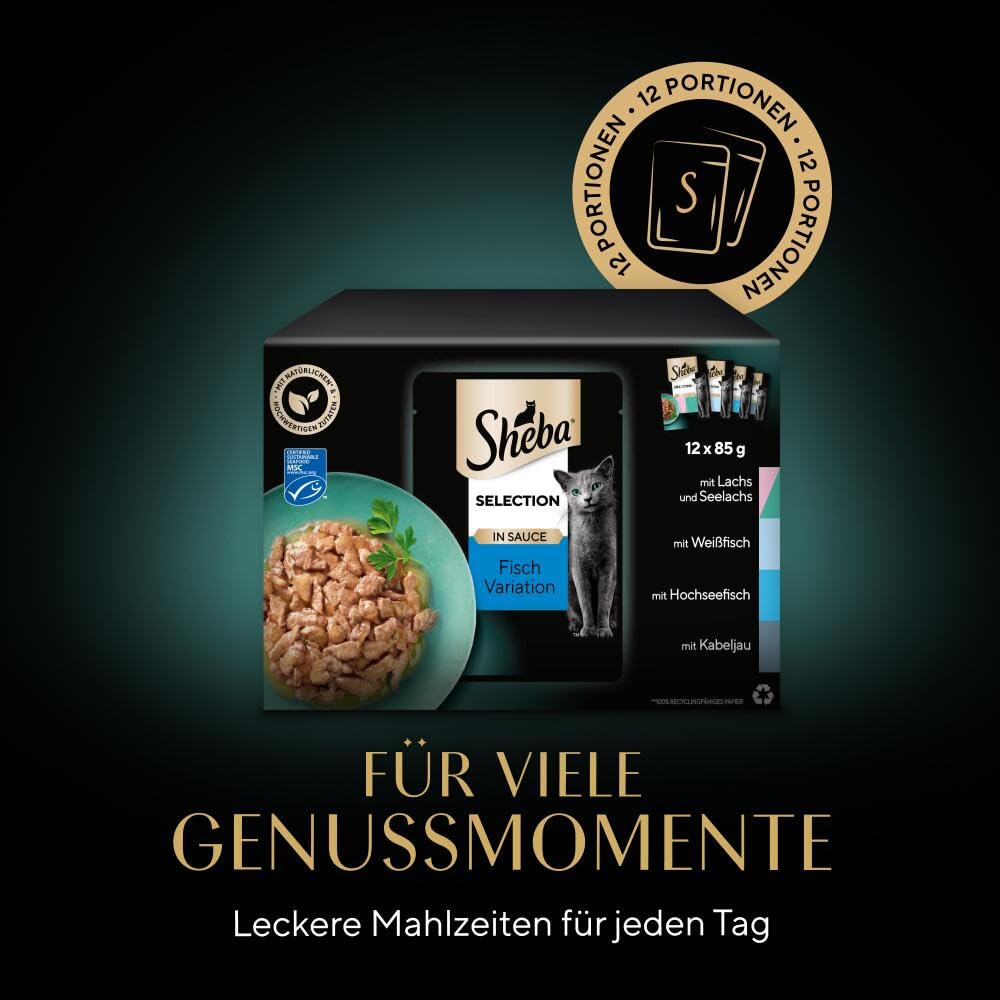 Sheba Selection Katzen Nassfutter im Portionsbeutel Fisch Variation (MSC) in Sauce Multipack 4x12x85g