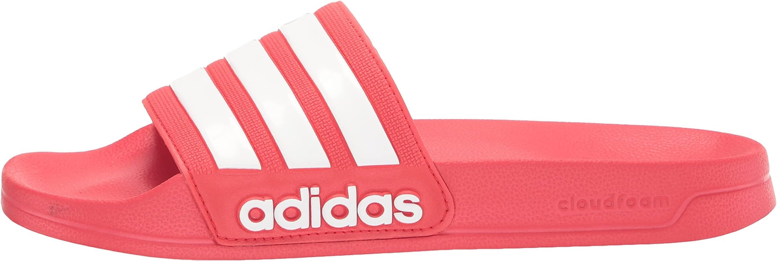 adidas Unisex Adilette Shower Slide Sandal, Vivid Red/White/Vivid Red, 7 US Women