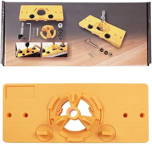 Miniatura 4 de Juego de brocas de guía de taladro de bisagra oculta de 1.57 pulgadas para perforar la puerta, plantilla de agujero de perforación y broca para la