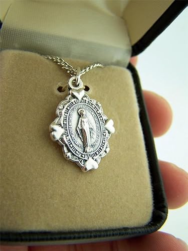 Miniatura 4 de Silver Toned Base Corazón Accent Border Milagrosa Virgen Madre María Medalla 78inch