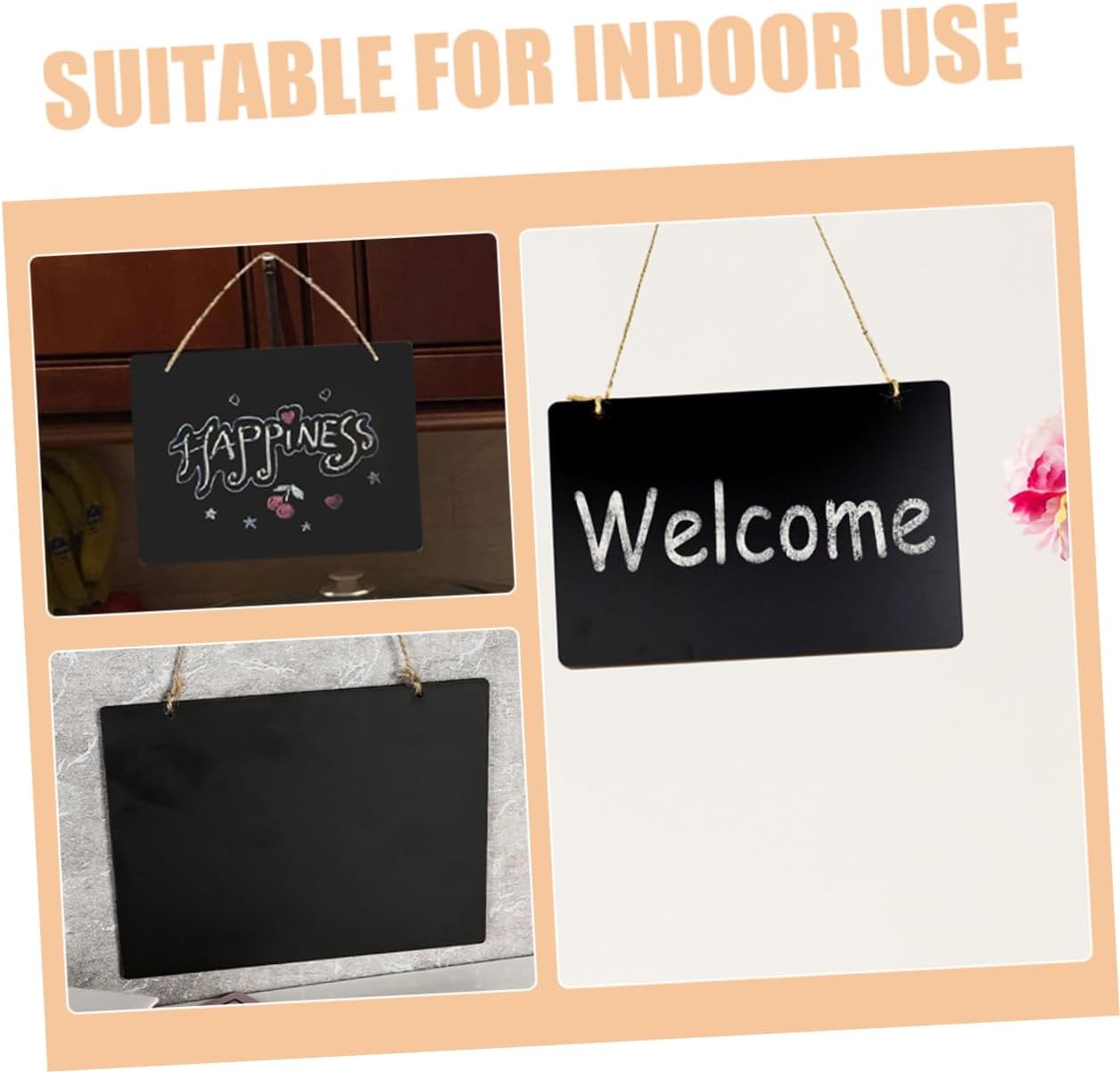 8pcs Wooden Blackboard Sign Lanyard Vintage Hanging Chalkboard for Flower Store Price Display