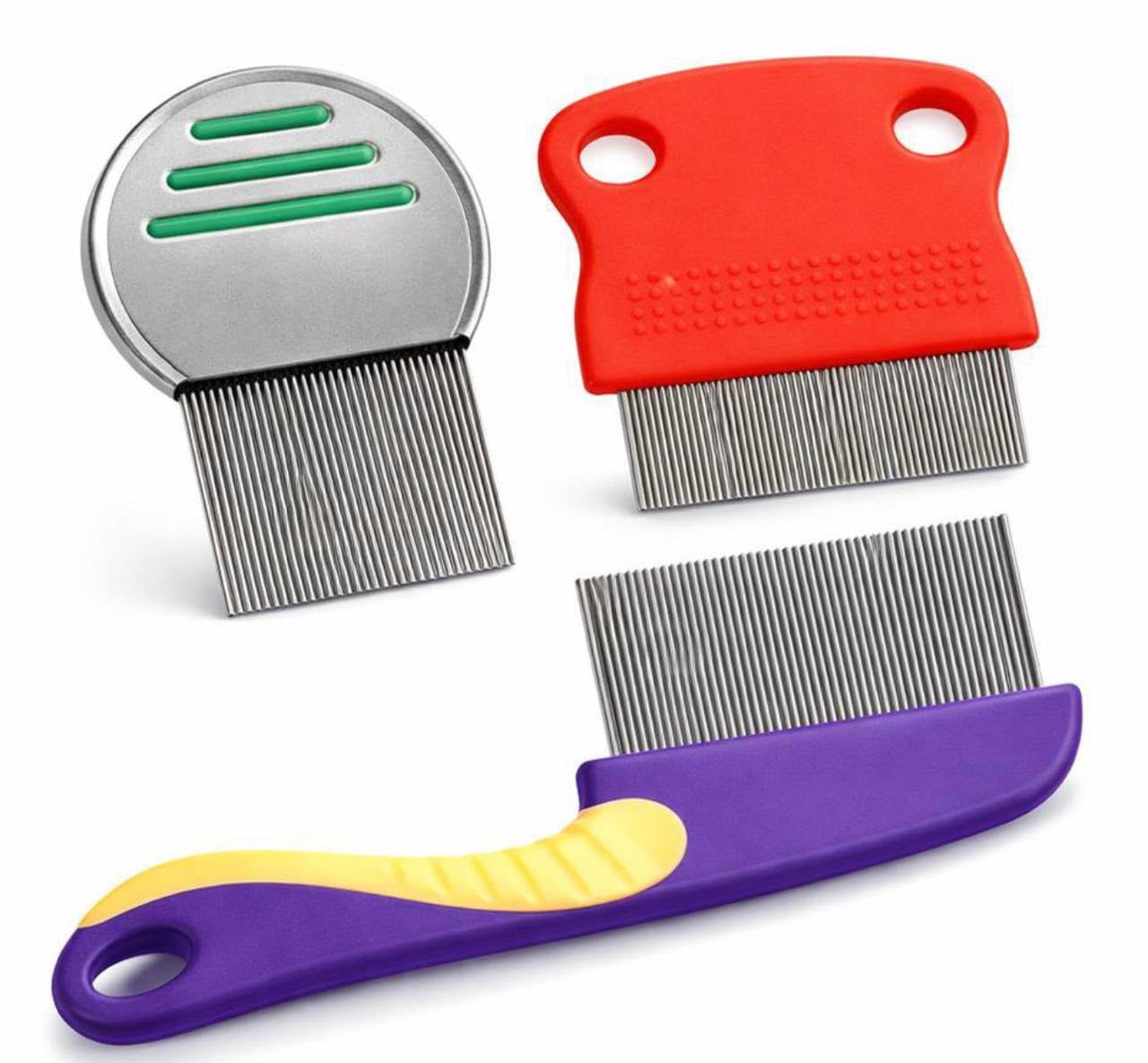 Stainless Steel Fine Tooth Lice Comb Set for Hair, Nit Removal Comb with Ergonomic Handle, Reusable Head Lice & Egg Removal Comb for Kids and Adults, Scalp Cleaning Hair Grooming Tool, Pack of 3-image-46