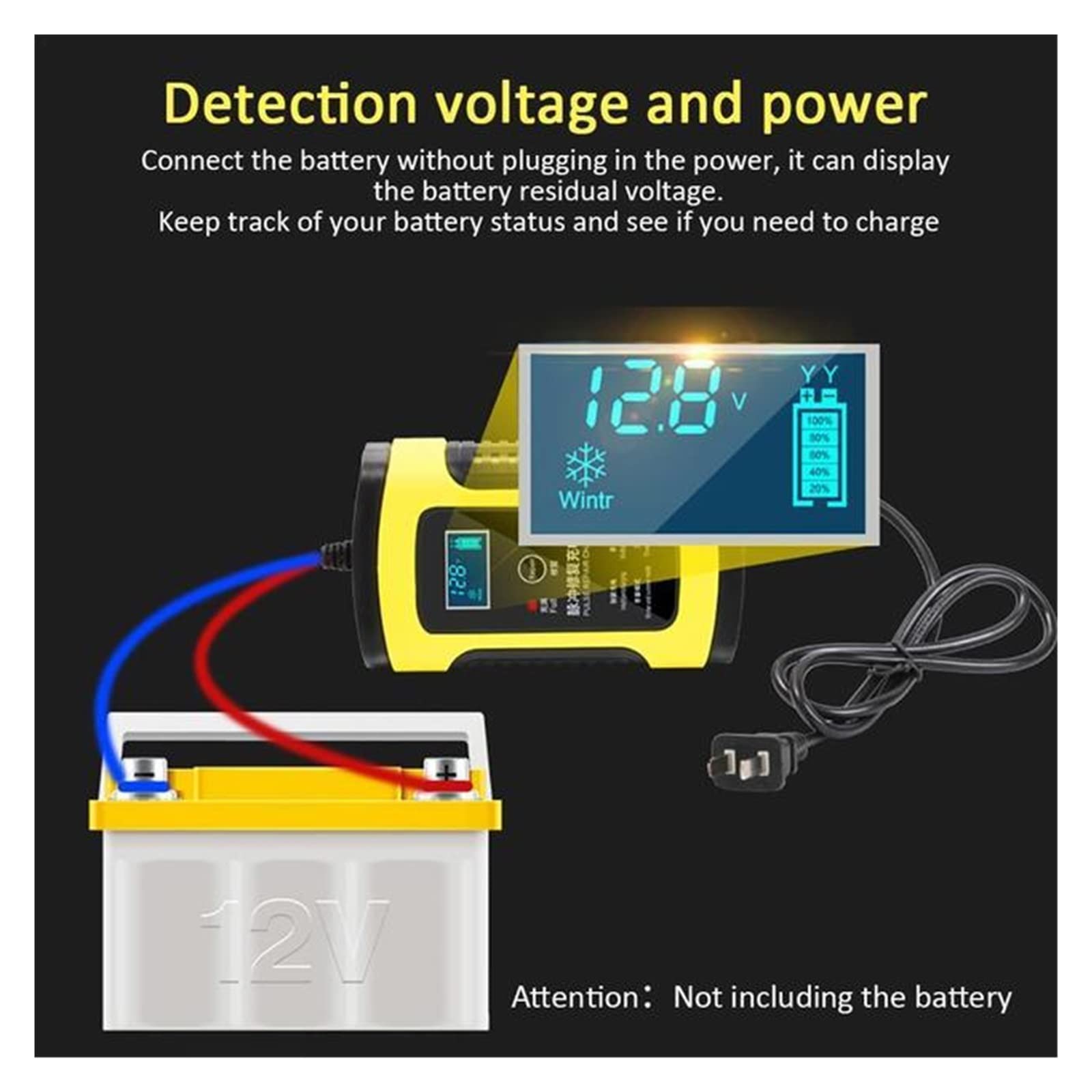 Ładowarka Baterii, 12V w pełni automatyczna ładowarka do akumulatorów 12V 6A wyświetlacz LCD inteligentna szybka auto motocykl elektryczny samochód ciężarowy ładowarka