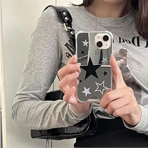 Devineresse Ins Korean Fashion Y2K Stars Mirror Phone Case For Iphone 14Promax 13Promax 13 12 11 ，Lovely Cartoon Fashion Super Star Shockproof Silvery Phone Case-For Iphone 13 Promax #TOP2