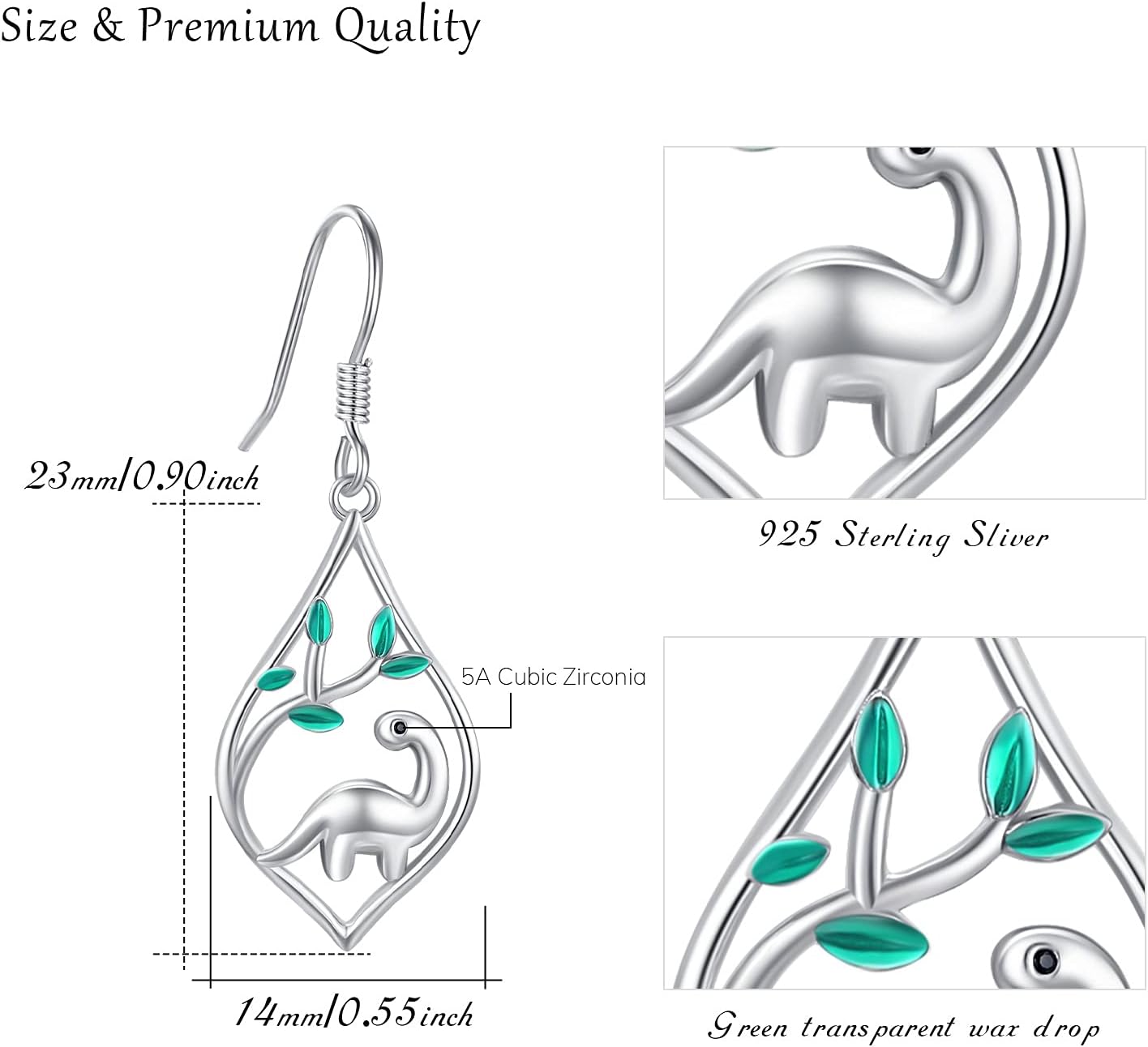 TUGHRA Hypoallergenic Earrings Sterling Silver Dangle Drop Earrings Cute Animal Earrings for Sensitive Ears Birthday Gifts for Women Christmas Day Jewelry Present - Image 3