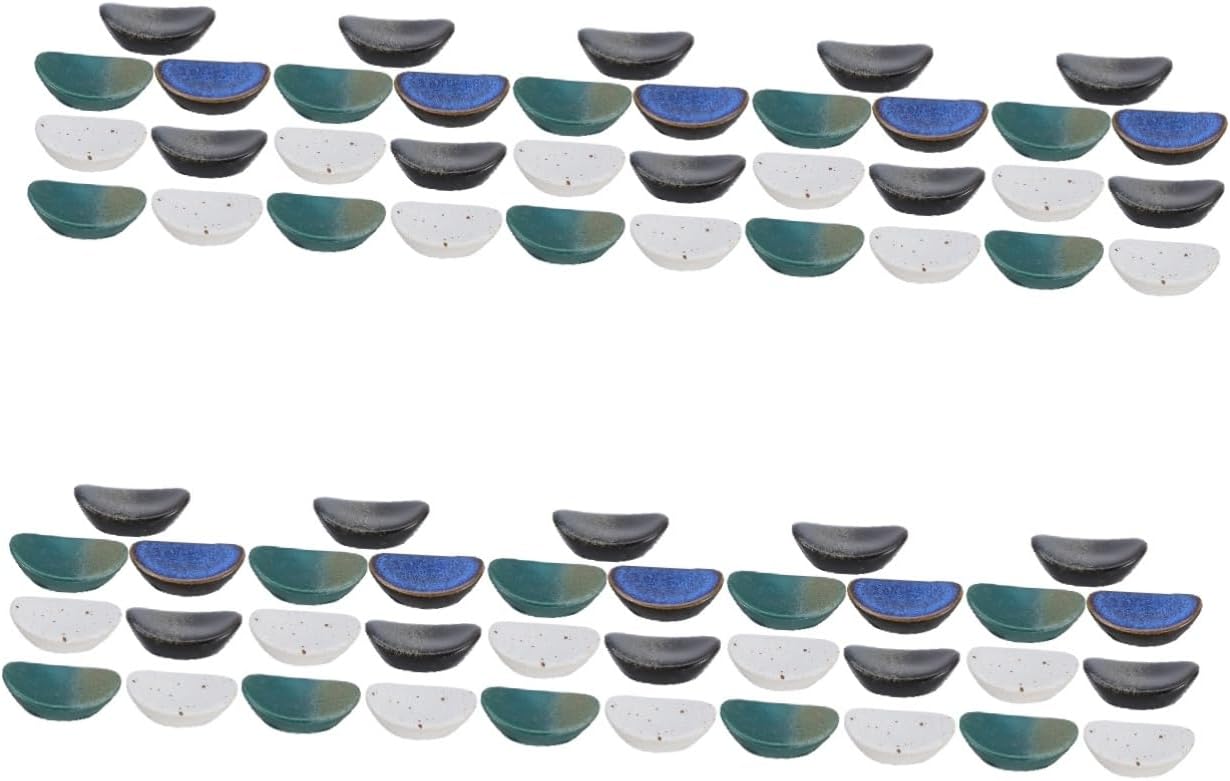 ABOOFAN 70pcs Japanese Style Ceramic Chopstick Holders Elegant Rest for Chopsticks Spoons Forks for Home Dining Restaurants and Special Occasions Mix